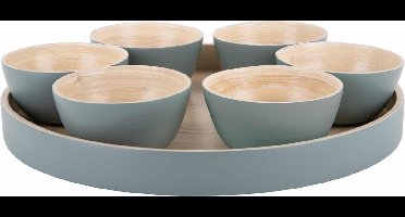 Present Time Schaal Tray Puro Rond - Groen - 32x32x6cm - Bamboe - Scandinavisch - Woonkamer - Moederdag - Moederdag cadeautje - Moederdag cadeau voor mama