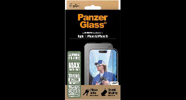 PanzerGlass Screenprotector geschikt voor Apple iPhone 16 Glazen | PanzerGlass Ultra-Wide Fit Screenprotector - Case Friendly + Installatie Frame