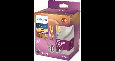 Philips LED Globe Transparant - 60 W - E27 - Dimbaar warmwit licht