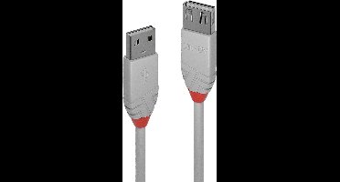 LINDY USB-kabel USB 2.0 USB-A stekker, USB-A bus 3.00 m Grijs 36714