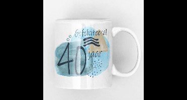 Mok in blauwe tinten 40 jaar verjaardag beker cadeau voor collega, vriend, vriendin, moeder, zus, baas