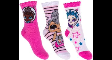 LOL Surprise 3 paar Sokken Let's be Friends - roze / wit - maat 27/30