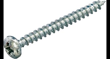 Homefix - Spaan-plaat-schroef cylinder-Kruiskop-PZD-2.  verzinkt - 3,5 x 25 mm - 30 stuks Hout-Schroeven.