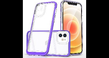 Hoesje Geschikt voor iPhone 12 Pro hoesje transparant met bumper Paars - Ultra Hybrid Hoesje Geschikt voor iPhone 12 Pro case
