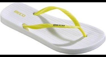 BECO Teenslippers - Dames - Eva - Wit/geel - Maat 38