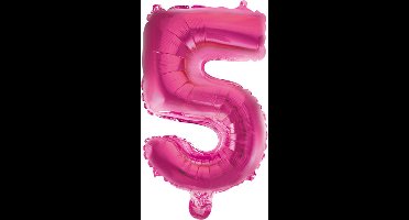Folie Ballon Cijfer 5 Roze 41 cm