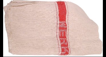 Werkdoek rode band ca. 40x45 cm set à 10 stuks