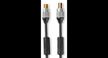 Nedis Coaxkabel | IEC (Coax) Male | IEC (Coax) Female | Verguld | 75 Ohm | Dubbel Afgeschermd | 1.50 m | Rond | PVC | Antraciet | Clamshell