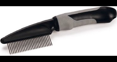 Beeztees Verzorgingskam - Kattenverzorging - Medium - Zwart Grijs - Afmeting: 21x5x3 cm