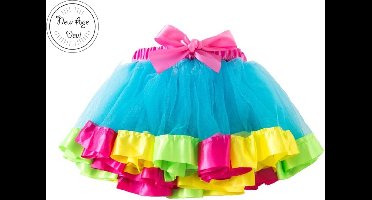 Meisjes Tutu M  2-3 jaar Licht Blauw , roze geel en groen Kleuren Rok Party Dance Regenboog Rokken Meisjes kleding Kinderen Kleding