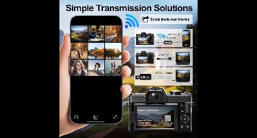 48MP Digitale Camera – Fotocamera – Vlogcamera – Compact Camera – Reiscamera – 4K Videoresolutie – WiFi & App Controle – 16x Digitale Zoom – Anti-Shake – 32GB TF-kaart – Dual Batterijen – 52mm Groothoek & Macro Lens