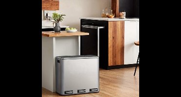 Keuken Prullenbak – Afvalbak – Recycling Bin – Vuilnisbak – Afvalemmer – 3 x 18L Compartimenten – Soft-Close Deksel – Stalen Behuizing