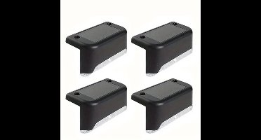 Solar trapverlichting, Solar verlichting, Terrasverlichting, Waterdichte LED-zonnelampen voor buitentrappen, schuttingen, tuin, terras, veranda (4 stuks, zwart)