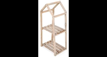 Plantenrek houten etagère 2 lagen 76 cm multicolor plantentafel.