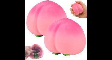 Squishy stressbal perzik 2 Stuks - Slow rising squishies - Realistisch gevormde fruit knijpbal - Kawaii anti-stress speelgoed voor kinderen en volwassenen - Cadeau