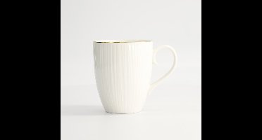 Tokyo Design Studio - Nippon White Goude Rand Mok - Thee Kop - 8.5x10.2cm 380ml Lijnen Wit Goud