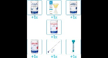 Zwembad Onderhoudspakket - Onderhoud Zwembad - bevat Chloor - Testrips - Chloor - PH-min - PH-plus - Schoonmaakset en Thermometer (7-delig)
