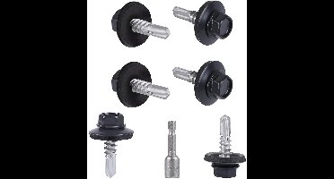 Set van 150 Zelfborende Metalen Dakschroeven 4.8 x 19 mm met Hexaaf en EPDM Wasmachines, Inclusief M8 Steeksleutel voor Duurzame Bevestiging