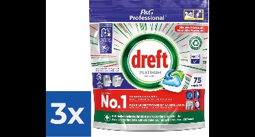 Dreft Platinum Regular All in 1 Vaatwastabletten - 75 Tabs - Voordeelverpakking 3 stuks