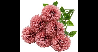 6 stuks kunsthortensia's, zijden chrysanten, kleine bolbloemen voor thuis, in de tuin, op feestjes, op kantoor, als bruidsboeket, als bloemstuk, als tafeldecoratie, roze