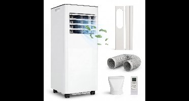 Komodo Mobiele Airco 9000 BTU – 3-in-1 Airconditioner (Koelen, Ventileren & Ontvochtigen) – Met Afvoerslang & Afstandsbediening – Mobiele Airconditioning