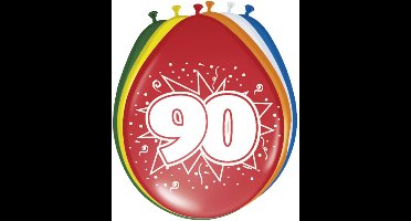 Folat leeftijd ballonnen - 90 jaar thema - 8x stuks - versiering - feestartikelen