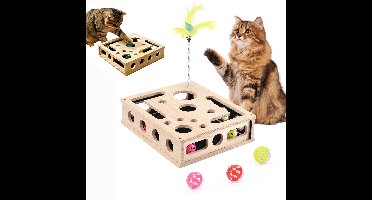 Krabpuzzel voor katten - Nagelvijlbox met schuurpapier erin, stressvrij alternatief voor het knippen van nagels, interactief kattenspeelgoed voor binnenkatten.