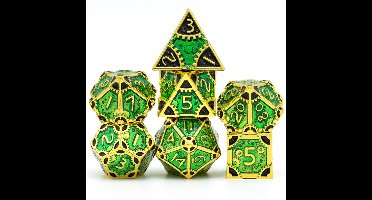Dobbelstenenset Metaal Steampunk Groen