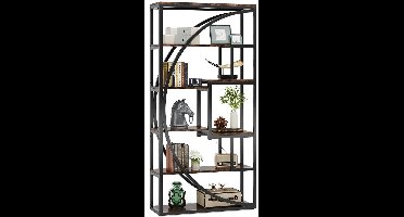 JAQZY Kast - Boekenkast - 8 Ruime Opbergplanken - 80×30×179,8cm - Vloerbeschermers - Stevige Constructie - Industriëel Design