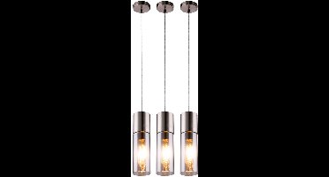 Set van 3 hangende plafondlampen woonkamer eetkamer glazen hanglampen smoke