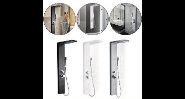 Douchepaneel – Douchewand – Douchecabine – Douchepaneelsysteem – Douche Accessoires – Zwart Aluminium – 4 Douchestanden Met Massage & Regenfunctie – Kalkbestendige Siliconen Sproeikoppen