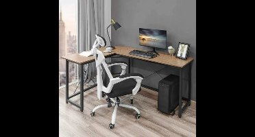 L-vormige Bureau - 170cm - Gaming - Werkstation Tafel - Bevestigingshaak - Stabiele Constructie - Metalen frame - 170x120 x75cm - Zwart