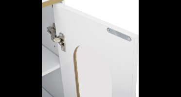 Sideboard – Dressoir – Buffetkast – Opbergkast – Wijnkast – Wit Met Gouden Accenten – Verstelbare Planken En Wijnrek – 120x38x90 Cm