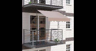 Klemluifel - Zonneluifel - Balkonluifel - Terras-luifel - UV- en Waterbestendig - Aluminium Frame - Handzwengel - Buiten - 200x120 cm- voor Balkon - Tuin - en Terras - Grijs