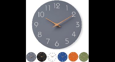 Houten wandklok, stille wekker, decoratieve wandklok van 30 cm, werkt op batterijen, geschikt voor thuis in de keuken, slaapkamer, op kantoor of op school