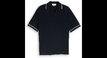 Tom Tailor - Gebreid poloshirt van katoen - Maat L - sky captain blue
