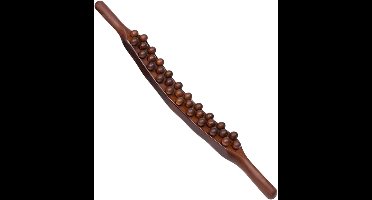 RugMassage - Massage Apparaat - Bodyflow - Rug/Nek/Schouder/Buik/Taille/Armen/Benen - Massage Stok Hout - Houten Massage Stok - Massage Stok Hout XL - 20 Massage Ballen - Gua Sha Massage Tool - 1 Stuk - Bruin Hout - Gua Sha Massage Stick