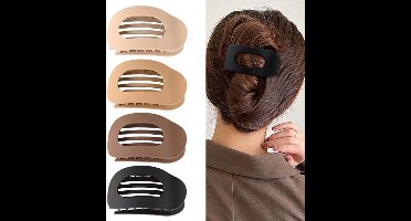 4-delige Franse Haarklem - Haarklem Voor Meisjes - Ovale Klauwklem Voor Dicht Fijn Haar - Anti-slip Haarklem