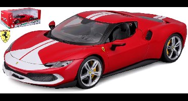 Ferrari 296 GTB Assetto Fiorano (Rood) (25 cm) 1/18 Bburago {Modelauto - Schaalmodel - Miniatuurauto}