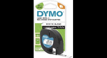 DYMO LetraTag originele plastic labels | Zwart afdrukken op witte etiketten | 12 mm x 4 m | Zelfklevende multifunctionele labels voor LetraTag labelprinters | gemaakt in Europa