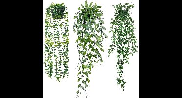 Set van 3 Kunsthangplanten – Kunst-Eucalyptus en Klimplanten (Mandala Vine & Pea Pod) – Voor Binnen en Buiten, Wanddecoratie, Tuin en Bruiloften