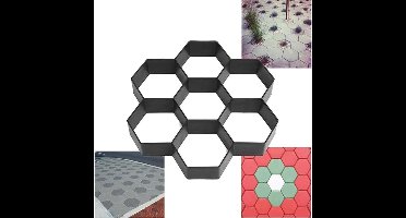 Padmaker mal, herbruikbare betonmallen, kleine padmaker, stapsteen bestrating voor gazon, terras, tuin, doe-het-zelf pad, bestratingsmallen - doe-het-zelf terraspadmaker, zeshoekige cementbestratingsmal