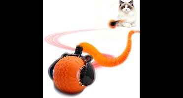 Interactief Kat Speelgoed Bal - Automatisch Interactief Kat Speelgoed voor Binnenkatten - Oplaadbaar Kat Verrijking Speelgoed voor Kleine/Middelgrote/Grote Katten om Ze Bezige te Houden (Oranje, 1 stuk)