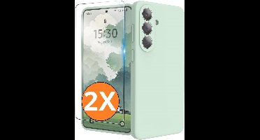 Hoesje geschikt voor Samsung Galaxy S26 Plus 5G Hoesje siliconen Mint Groen zacht siliconen hoesje TPU - met Samsung S26 Plus Screenprotector - 2 stuks