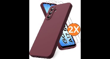 Hoesje geschikt voor Samsung Galaxy A17 5G Hoesje siliconen Wine Rood zacht siliconen hoesje TPU - met Samsung A17 Screenprotector - 2 stuks