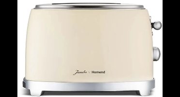 Homend x Jumbo 1526H - Vintage Broodrooster – 2 Sneetjes – 850W – Crème – RVS