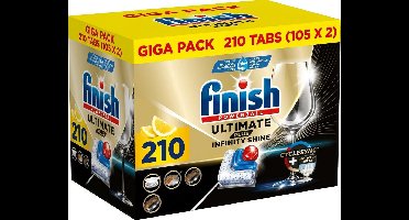 Finish Ultimate Plus Infinity Shine Citroen Vaatwastabletten - 2 x 105 = 210 Capsules - Voordeelverpakking