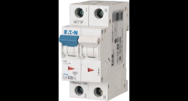 Eaton Installatieautomaat PLZ6-B20/1N-MW , B 20A , 2 Polig incl. NUL , 6 kA