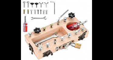 Montessori Houten Schroevenbord - Speelbord voor 3, 4 en 5 jaar - Houten Speelgoed - Schroevendraaierbord - Educatief Speelgoed - Kinderspeelgoed - Speelgoed voor Motorische Vaardigheden - Cadeau voor Meisjes en Jongens