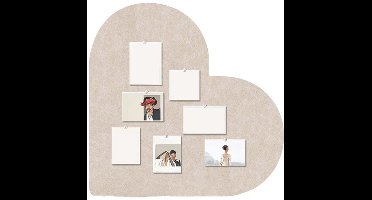 Hartvormige Muurplaat - 55cm X 45cm - Felt Aankondigingsbord - Met Spijkers - Voor Kantoor Huis Decoratie (Lichtbruin)